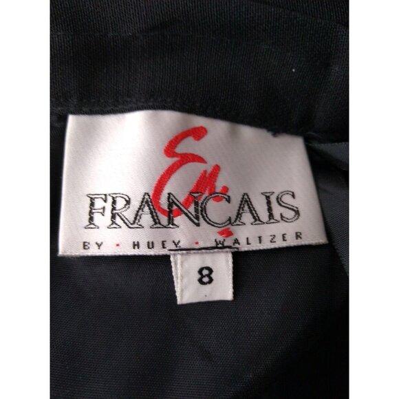 Vtg En Francais By Huey Waltzer Women's 8 Black Maxi Slit Front Skirt Acetate - Picture 5 of 7